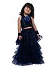 Twisha Sleeveless Floral Applique Detailed Sequins Embellished Chania Choli With Dupatta Set - Navy Blue