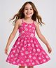 Pine Kids Cotton Knit Sleeveless Frock with Tropical Theme Print - Dark Pink
