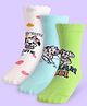 Cute Walk By Babyhug Non Terry Knit Anti Bacterial Socks With Dalmatians Graphics Pack Of 3 - White Light Blue & Light Green