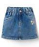Babyhug Mid Thigh Denim Skirt with Floral Embroidery - Blue