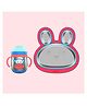 Rabitat Yummy Tummy Combo  - Gravity Training Sipper (Cheek Monkey) + Hoppy Playte (Red)