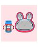 Rabitat Happy Tummy Combo - 360 Training Cup (Cheek Monkey) + Hoppy Playte (Red)