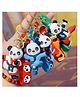 Elecart 4Pcs Kung Fu Panda Keychain  Cute 3D Silicone Bag & Car Charm