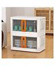 StarAndDaisy Collapsible Storage Box with Wheels/Clear Plastic Wardrobe Organizer/Stackable Storage Basket for Books, Cloths, Shoes & Multipurpose Uses- (Set of 2, 72 Liters,