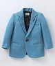 Noddy Full Sleeves Solid Textured Blazer - Turquoise Blue