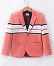 Noddy Full Sleeves Striped Colour Blocked Blazer - Peach
