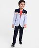 Noddy Full Sleeves Striped Blazer With Typography Printed Tee & Pant - Light Blue