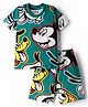Babyhug Disney Single Jersey Knit Half Sleeves Co-ords Shorts Night Suit with Mickey & Friends Graphics - Green