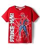 Pine Kids Marvel Single Jersey Knit Half Sleeves T-Shirt with Spider-Man Graphics - Red