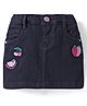 Babyhug Mid Thigh Length Denim Skirt with Fruit Embroidery - Black