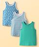 Pine Kids Cotton Lycra Knit Sleeveless Vests With Stripes & Tree Print Pack Of 3 (Colour May Vary)