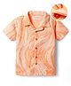 Kookie Kids Textured Knit Half Sleeves Printed Shirt - Orange