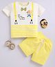 Little Ninja Cotton Half Sleeves Mouse Patch Detailed Tee & Shorts Set - Yellow