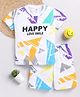 Little Ninja Cotton Half Sleeves Happy Love Smile Text Printed Coordinating Tee & Shorts Set - Multi Colour