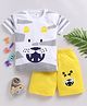 Little Ninja Cotton Half Sleeves Animal Printed Coordinating Tee & Shorts Set - Yellow