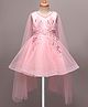 Mark & Mia Woven Cape Sleeves Party Dress With Embroidery Pearl & Sequin Detailing - Pink