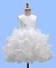 Mark & Mia Woven Sleeveless Party Dress With Floral Embroidery & Pearl Detailing - White