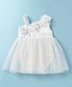 Mark & Mia Woven Sleeveless Party Frock Style Onesie With Floral Applique - Cream