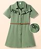 Hola Bonita Woven Half Sleeves Solid Color Collared Shirt Dress - Green