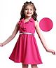 Hola Bonita Knit Sleeveless Textured Fabric Knee Length Solid Dress With Belt - Pink
