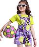 Ollington St.100% Cotton Printed Dungaree & Half Sleeves Inner Top -Green & Purple