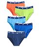 Honeyhap Premium 100% Cotton Knit Bio Finish Solid Color Briefs Pack of 5 - Navy Peony Skydiver Baltic Sea Tangerine & Kiwi Colada