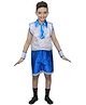 Kaku Fancy Dresses Sleeveless Shimmered Annual Function Dance Costume Set - Blue & Silver