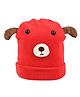 Kid-O-World Velvet Animal Designed Ears Applique Detailed Beanie Cap - Red- Diameter 48 Cms