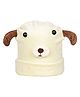 Kid-O-World Velvet Animal Designed Ears Applique Detailed Beanie Cap - White- Diameter 48 Cms