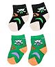 Kid-O-World Cotton Set Of 2 Animal Designed Socks - Green & Black