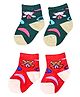 Kid-O-World Cotton Set Of 2 Animal Designed Socks - Green & Red
