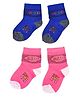 Kid-O-World Cotton Set Of 2 ABC Text Designed Socks - Blue & Pink