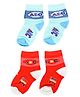 Kid-O-World Cotton Set Of 2 ABC Text Designed Socks - Blue & Red