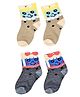 Kid-O-World Pack Of 2 Cotton Smiley Face Designed Socks - Beige & Grey