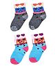 Kid-O-World Pack Of 2 Cotton Smiley Face Designed Socks - Blue & Grey
