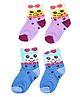 Kid-O-World Pack Of 2 Cotton Smiley Face Designed Socks - Purple & Blue