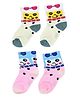 Kid-O-World Pack Of 2 Cotton Smiley Face Designed Socks - White & Pink