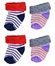 Kid-O-World Cotton Pack Of 2 Striped Socks - Black & Purple