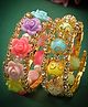 Stol'n Set of 2 Stones & Beads Embellished Floral Designed Bracelets - Golden