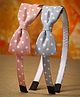 Stol'n Set Of 2 Bow Applique Detailed & Polka Dots Designed Hair Bands - Pink & Grey