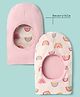 Ben Benny 100% Cotton  Interlock Knit Reversible Monkey Cap With Rainbow Print Pink - Diameter 9.5 cm