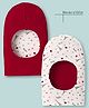 Ben Benny 100% Cotton  Interlock Knit Reversible Monkey Cap With Heart Print Maroon - Diameter 9.5 cm