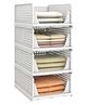 JD FRESH Polypropylene 4 Pieces Wardrobe Organizer for Storage Foldable - White