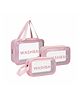 JD Fresh 3 Pieces Transparent Makeup Organizer Pouches Women - Pink