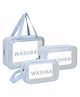 JD FRESH 3 Pieces Transparent Makeup Organizer Pouches Women - Blue