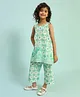 BIBA Cotton Sleeveless Palm Trees Printed Kurta With Coordinating Pant Set - Green