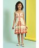 BIBA Viscose Rayon Sleeveless Floral Printed Sequins Embellished Dress - Cream