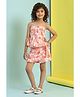 BIBA Cotton Sleeveless Floral Printed Schiffli Embroidered Smock Detailed Coordinating Top & Shorts Set - White