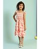 BIBA Cotton Sleeveless Floral Printed Dress - White