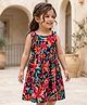 Kookie Kids Cotton Rayon Woven Sleeveless Frock With Floral Print - Multicolor